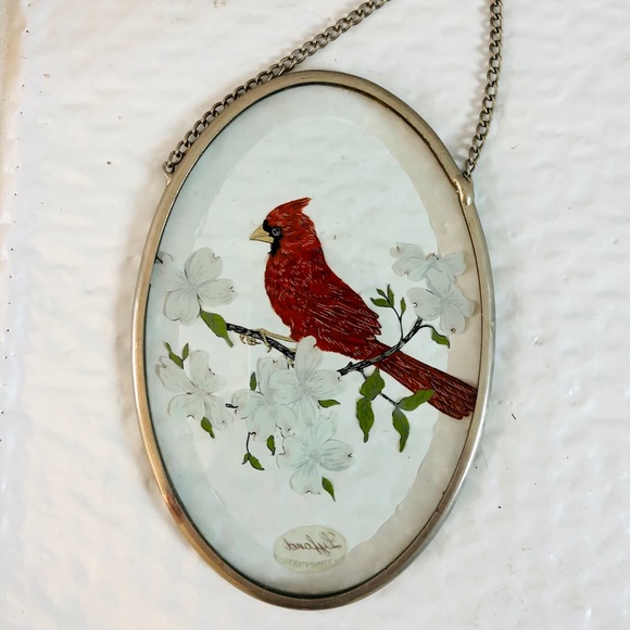 SOLD. Vintage Lyford Suncatcher Red Cardinal Beveled Glass Made in USA - Picture 4 of 5